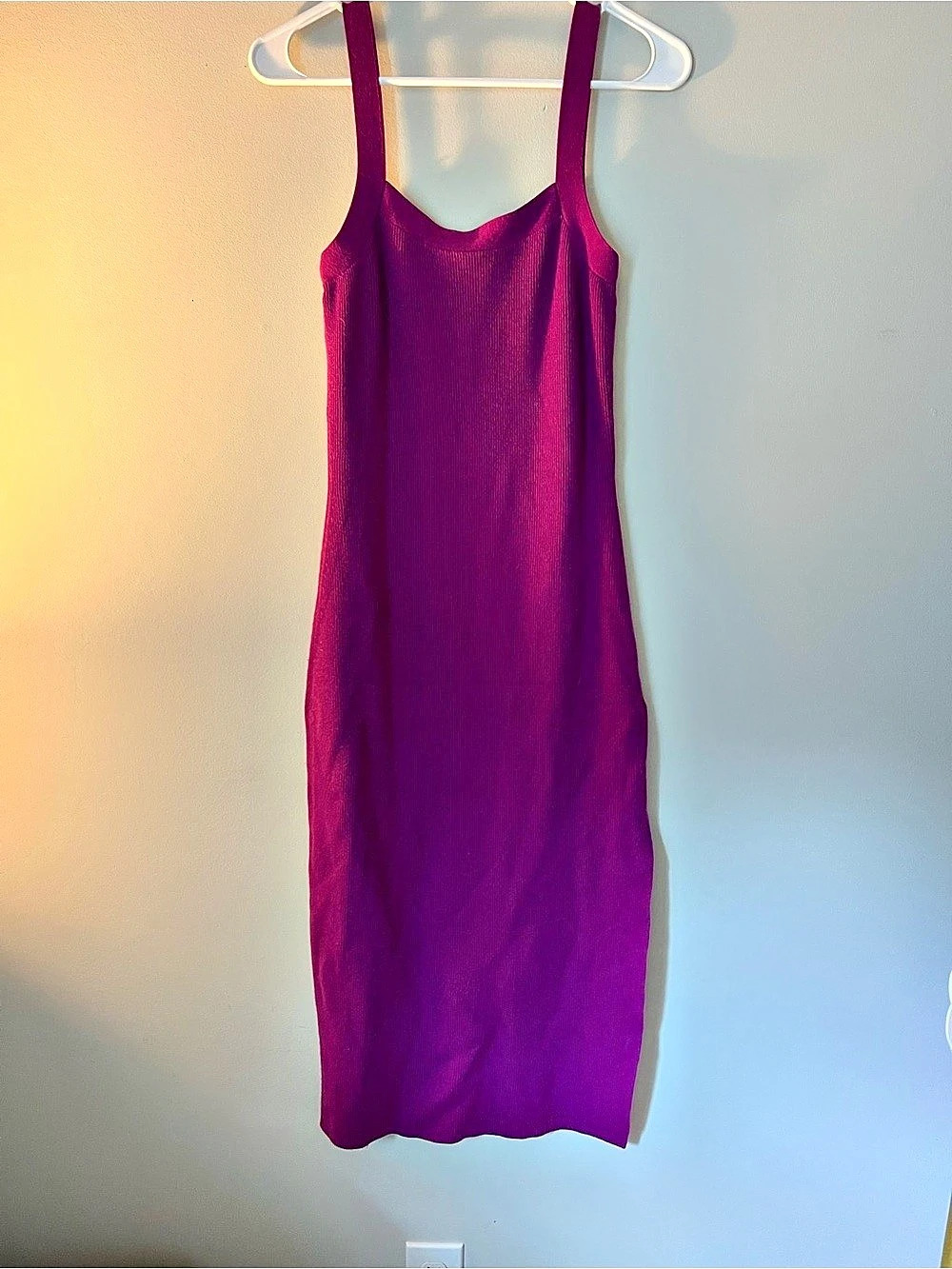 Babaton Aritzia Ribbed Maxi Dress in Purple Size Medium
